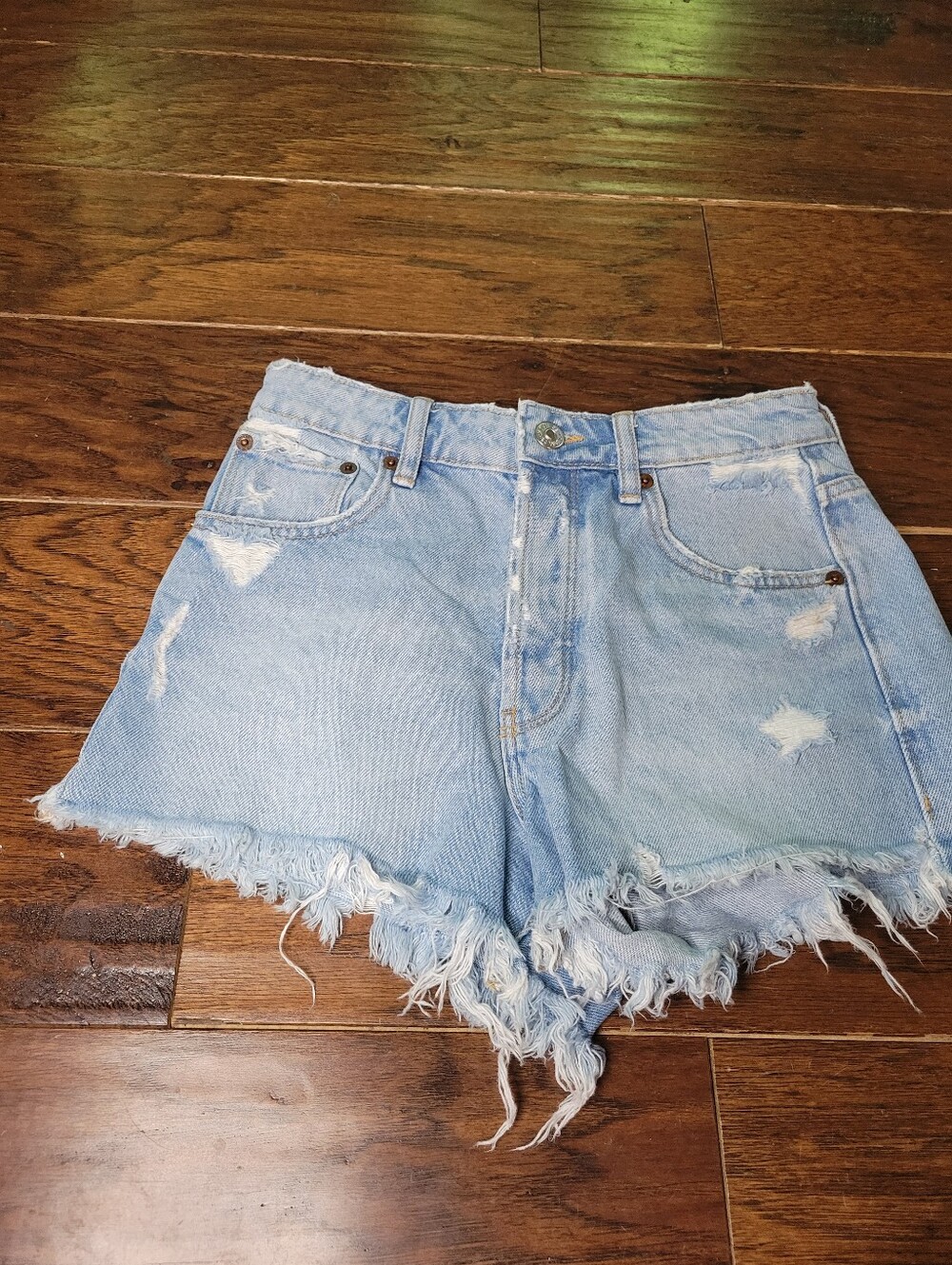Zara High-Rise Light Blue Denim Cutoff Shorts